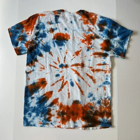 tie dye tee Size L white orange blue spiral dye‎ Gildan t shirt - Picture 6 of 6